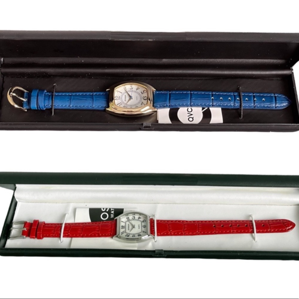 Vintage Gossip Quartz Watch Bundle Red & Blue Leather NWT